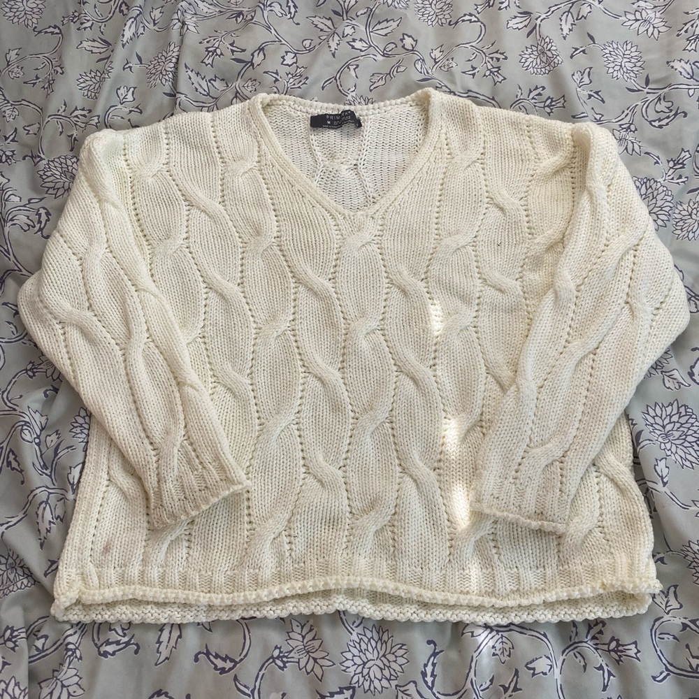 Women's Cream Cable Knit Sweater